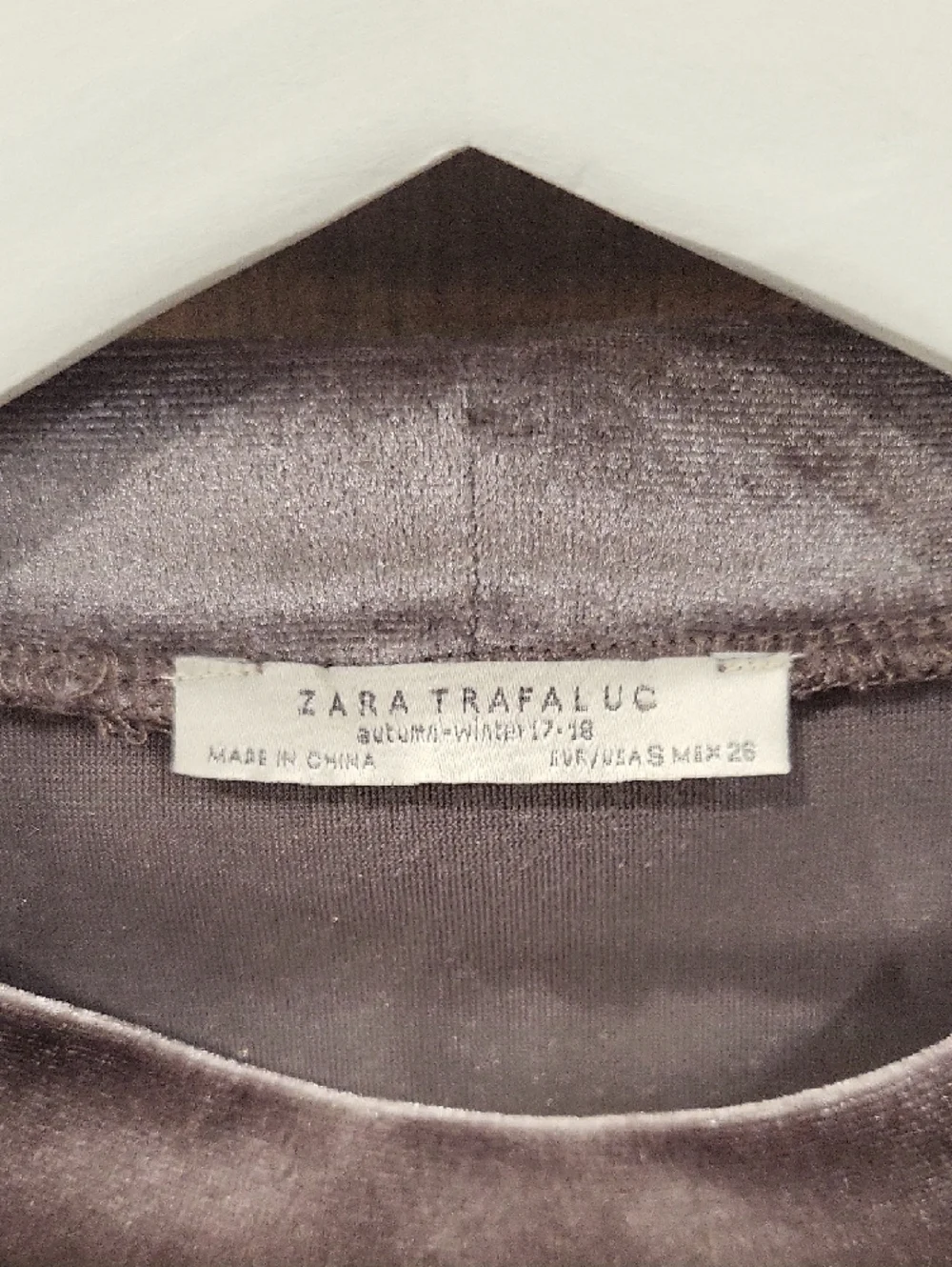 Zara Short Sleeve Velvet Tee in Taupe - Picture 2 of 4